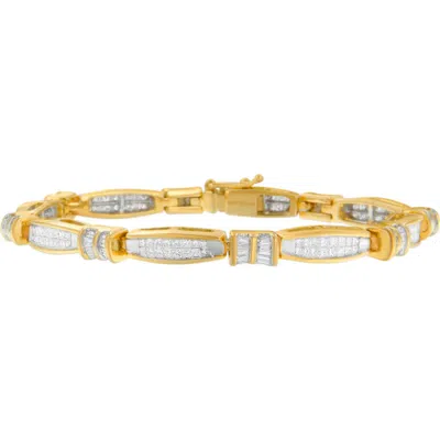 Haus Of Brilliance 14k Yellow Gold Princess And Baguette Cut Diamond Beaded Bracelet