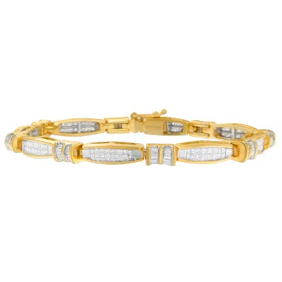 Haus Of Brilliance 14k Yellow Gold Princess And Baguette Cut Diamond Beaded Bracelet