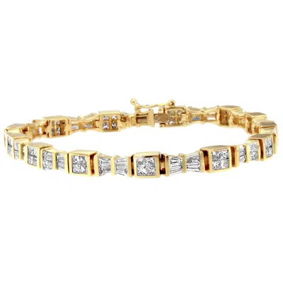 Haus Of Brilliance 14k Yellow Gold Princess And Baguette Cut Diamond Bow Bracelet