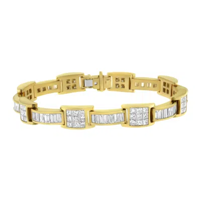 Haus Of Brilliance 14k Yellow Gold Princess And Baguette-cut Diamond Box-link Bracelet(10.75 Cttw,g-h Color,vs2-si1 Cla