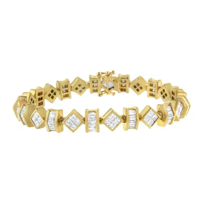 Haus Of Brilliance 14k Yellow Gold Princess And Baguette Diamond Modern Link Bracelet(7.50 Cttw,g-h Color,vs1-vs2 Clari