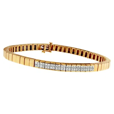Haus Of Brilliance 14k Yellow Gold Princess Cut Diamond Banded Bracelet In Purple
