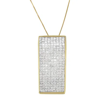 Haus Of Brilliance 14k Yellow Gold Princess Cut Diamond Block Pendant Necklace