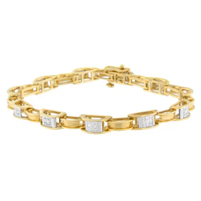 Haus Of Brilliance 14k Yellow Gold Princess Cut Diamond Chain Link Bracelet In Multi