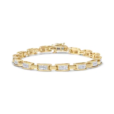 HAUS OF BRILLIANCE 14K YELLOW GOLD PRINCESS-CUT DIAMOND LINKS OF LOVE BRACELET