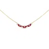 Haus Of Brilliance 14k Yellow Gold Red Ruby And Diamond Trio Bar Line Necklace