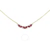 Haus Of Brilliance 14k Yellow Gold Red Ruby And Diamond Trio Bar Line Necklace (i-j Color
