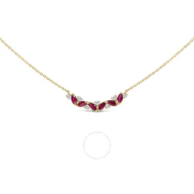 Haus Of Brilliance 14k Yellow Gold Red Ruby And Diamond Trio Bar Line Necklace (i-j Color