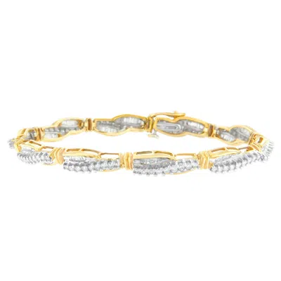 Haus Of Brilliance 14k Yellow Gold Round And Baguette Cut Winding Love Diamond Bracelet