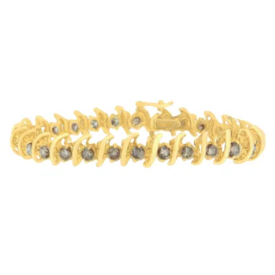 Haus Of Brilliance 14k Yellow Gold Round-cut Diamond 's' Bracelet In Brown