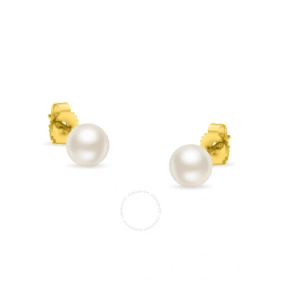 Haus Of Brilliance 14k Yellow Gold Round Freshwater Akoya Cultured 5.5-6mm Pearl Stud Earrings Aaa+