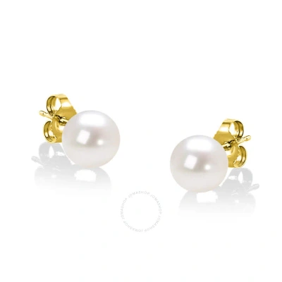 Haus Of Brilliance 14k Yellow Gold Round Freshwater Akoya Cultured 6.5-7mm Pearl Stud Earrings Aaa+