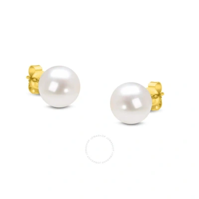 Haus Of Brilliance 14k Yellow Gold Round Freshwater Akoya Cultured 8-8.5mm Pearl Stud Earrings Aaa+