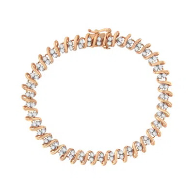 Haus Of Brilliance 14kt Rose Gold Plated Sterling Silver Diamond S Link Tennis Bracelet In Multi