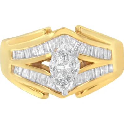 Haus Of Brilliance 14kt Two-toned Gold 1.0 Cttw Diamond Cocktail Ring In Yellow