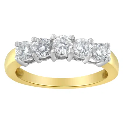 Haus Of Brilliance 14kt Two Toned Gold 5 Stone Diamond Ring In Multi