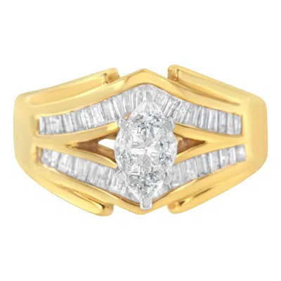 Haus Of Brilliance 14kt Two-toned Gold Diamond Cocktail Ring In Multi