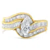 Haus Of Brilliance 14kt Two-toned Gold Marquise, Baguette And Round Cut Diamond Bypass Ring In Multi