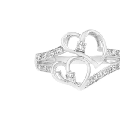 Haus Of Brilliance 14kt White Gold 1/10 Cttw Diamond Twin Heart Ring