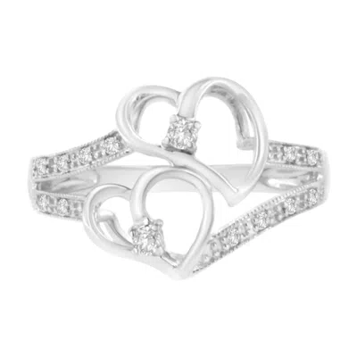Haus Of Brilliance 14kt White Gold 1/10 Cttw Diamond Twin Heart Ring