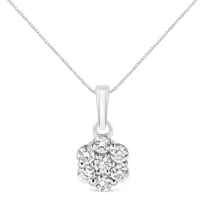 Haus Of Brilliance 14kt White Gold 1/2 Cttw Diamond Floral Cluster Pendant Necklace
