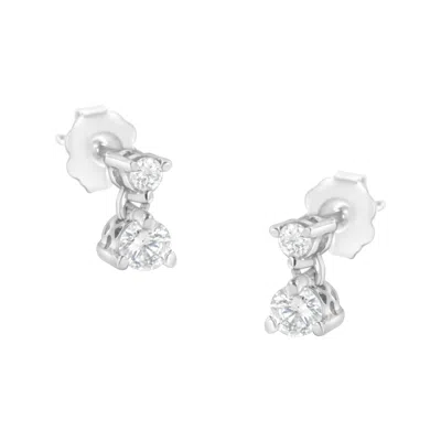 Haus Of Brilliance 14kt White Gold 1/2 Cttw Double Diamond Dangle Stud Earrings