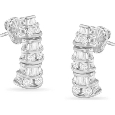 HAUS OF BRILLIANCE HAUS OF BRILLIANCE 14KT WHITE GOLD 7/8 CTTW DIAMOND DANGLE MULTI ROW EARRINGS