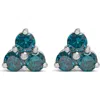 Haus Of Brilliance 14kt White Gold Treated Blue Diamond Trio Stud Earrings In Multi
