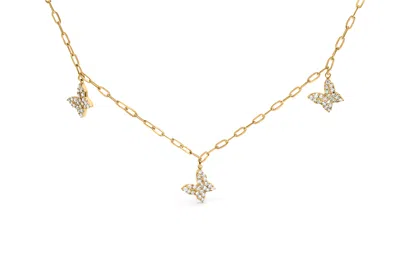 Haus Of Brilliance 14kt Yellow Gold 1/2 Cttw Diamond Butterfly Station Paperclip Station Necklace