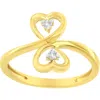 Haus Of Brilliance 14kt Yellow Gold 1/20 Ctw. Dual Heart Diamond Ring In Yellow