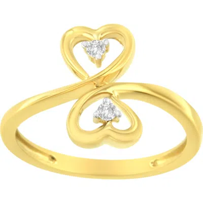 Haus Of Brilliance 14kt Yellow Gold 1/20 Ctw. Dual Heart Diamond Ring