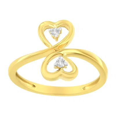 Haus Of Brilliance 14kt Yellow Gold 1/20 Ctw. Dual Heart Diamond Ring