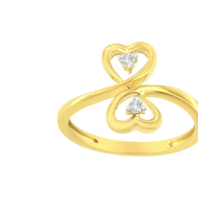 Haus Of Brilliance 14kt Yellow Gold 1/20 Ctw. Dual Heart Diamond Ring