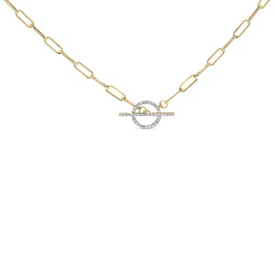 Haus Of Brilliance 14kt Yellow Gold 1/4 Cttw Diamond Toggle Clasp Paperclip Link Necklace