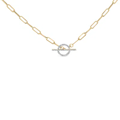 Haus Of Brilliance 14kt Yellow Gold 1/4 Cttw Diamond Toggle Clasp Paperclip Link Necklace