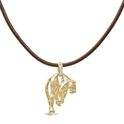 Haus Of Brilliance 18k 1.00 Cttw Diamond Cat And Bail Pendant Necklace Collar With Matte Finish In Yellow