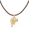Haus Of Brilliance 18k 1.00 Cttw Diamond Cat And Bail Pendant Necklace Collar With Matte Finish In Yellow