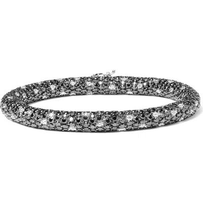 Haus Of Brilliance 18k White Gold 20.0 Cttw Black And White Pave Set Diamond Eternity Snake Skin Style Tennis Bracelet 