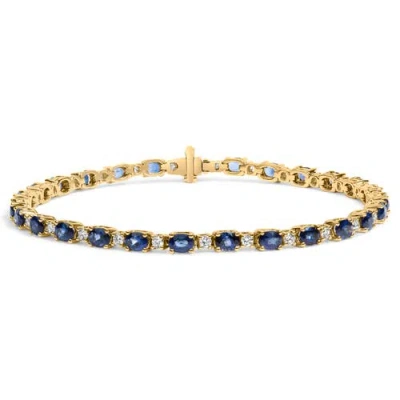 Haus Of Brilliance 18k Gold 3/4 Ct Diamond & 5 1/3 Ct Sapphire Link Bracelet In Yellow