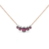 Haus Of Brilliance 18k Rose Gold 3/4 Cttw Pave Diamonds & Graduated Red Ruby Gemstone Curved Bar Choker Necklace (g-h C In Gold
