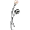 Haus Of Brilliance 18k Gold 3/5 Ctw Diamond And Cultured South Sea Pearl Brooch Pin In Metallic