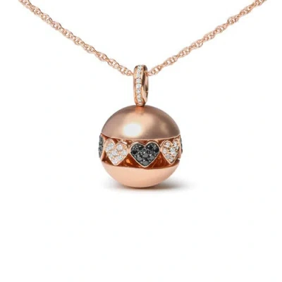Haus Of Brilliance 18k Gold 3/8 Cttw Diamond Ball With Filigree Heart & Cluster Pendant Necklace In Pink