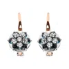 Haus Of Brilliance 18k Rose And White Gold 1/3 Cttw Round Diamonds And Round London Blue Topaz Gemstone Cluster Floral In Multi