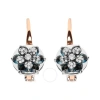 Haus Of Brilliance 18k Rose And White Gold 1/3 Cttw Round Diamonds And Round London Blue Topaz Gemstone Cluster Floral In Two-tone