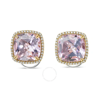 Haus Of Brilliance 18k Rose And White Gold 9/10 Cttw Round Diamond And 15mm Cushion Cut Rose De France Pink Amethyst Ge In Two-tone
