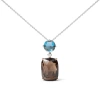 HAUS OF BRILLIANCE 18K ROSE AND WHITE GOLD DIAMOND ACCENT AND LONDON BLUE TOPAZ AND CUSHION CUT SMOKY QUARTZ GEMSTONE D