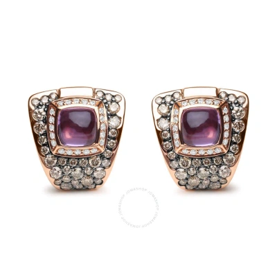 Haus Of Brilliance 18k Rose Gold 1 1/2 Cttw Round Diamond And 7mm Cushion Cut Purple Amethyst Gemstone Geometrical Stat In Pink