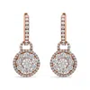 Haus Of Brilliance 18k Rose Gold 1 1/2 Cttw Round Shaped Diamond Composite Drop And Dangle Leverback Earrings In Multi