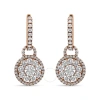 HAUS OF BRILLIANCE HAUS OF BRILLIANCE 18K ROSE GOLD 1 1/2 CTTW ROUND SHAPED DIAMOND COMPOSITE DROP AND DANGLE LEVERBACK