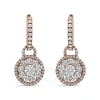 Haus Of Brilliance 18k Rose Gold 1 1/2 Cttw Round Shaped Diamond Composite Drop And Dangle Leverback In Pink